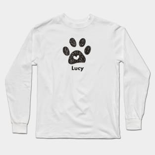 Lucy name made of hand drawn paw prints Long Sleeve T-Shirt